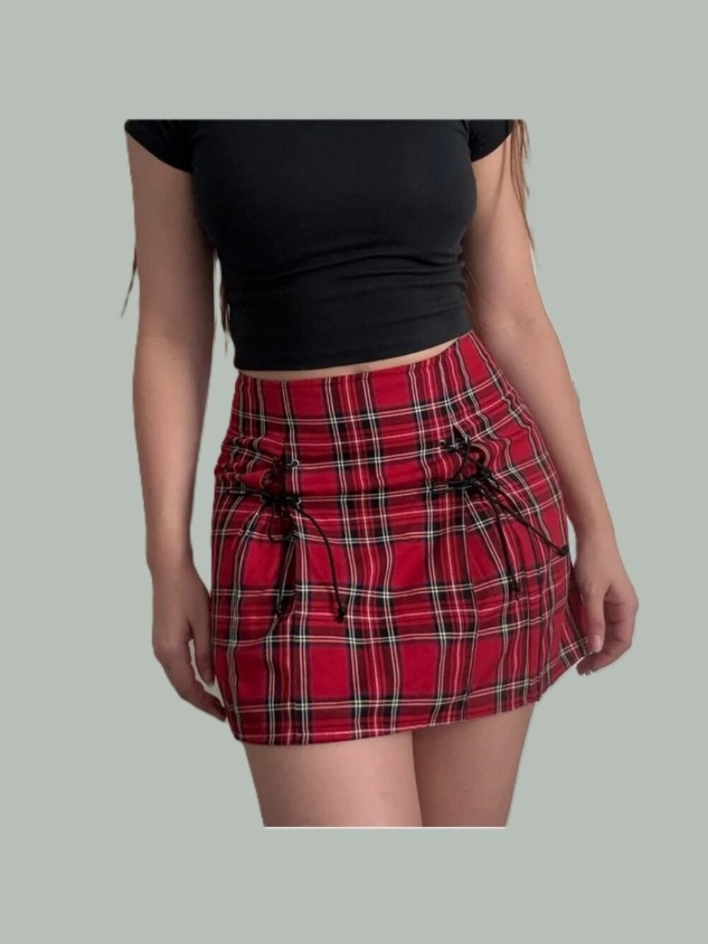 Eye Candy Red Plaid Mini Skirt